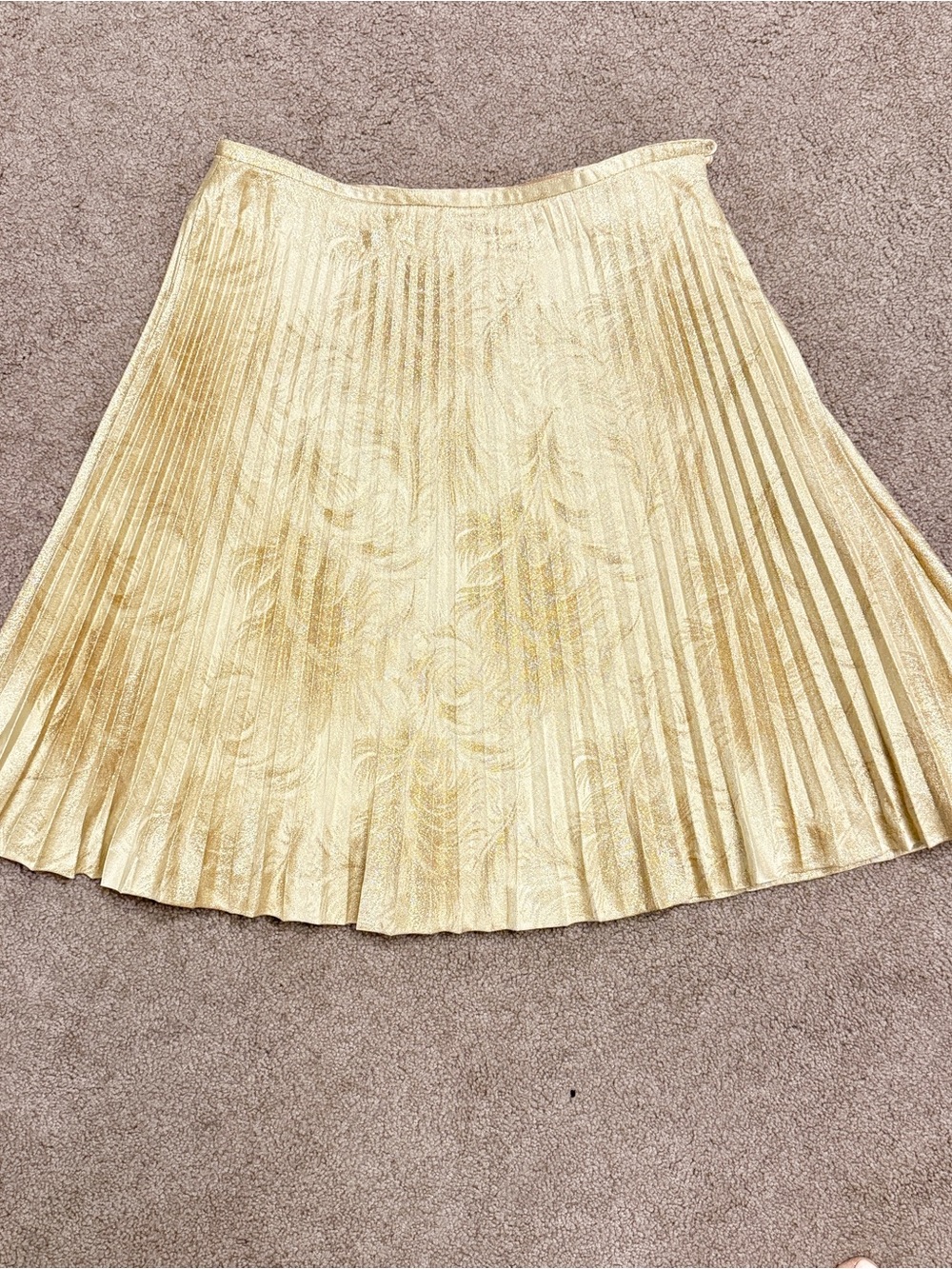Trina Turk-Pleated Metallic Gold Skirt